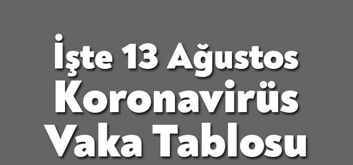 Sağlık Bakanlığı'nın açıkladığı 13 Ağustos 2021 Cuma gününün corona virüsü