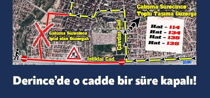Kocaeli Büyükşehir Belediyesi, Derince ilçesi İstiklal Caddesi’nde yapılacak altyapı çalışması