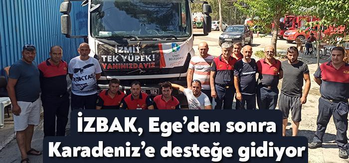 Orman yangınlarında söndürme ve soğutma çalışmalarına destek olan İZBAK ekipleri,