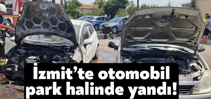 İzmit Akçakoca Mahallesinde park halinde bulunan bir otomobilde çıkan yangın
