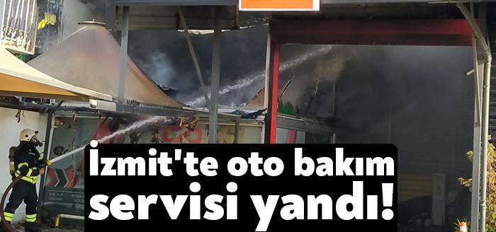İzmit Sanayi Mahallesinde bulunan bir oto bakım servisinde çıkan yangın