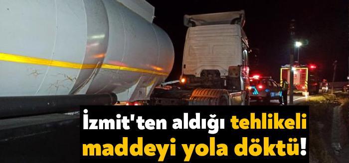 Kocaeli Haber - İzmit'ten aldığı tehlikeli maddeyi taşıyan tankerin dorsesi