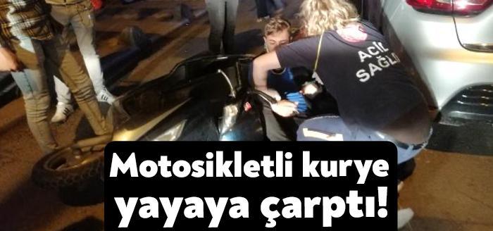Kocaeli Derince'de motosikletli kuryenin yayaya çarpması neticesinde meydana gelen kazada