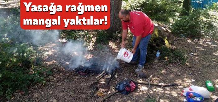 Kocaeli'nin Kandıra ilçesinde, ormanlık alanda piknik yapan ailenin yaktığı ateş,