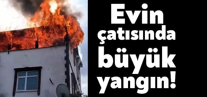 Kocaeli'nin Başiskele ilçesinde, tripleks evin çatısında çıkan yangın nedeniyle 2 kat,