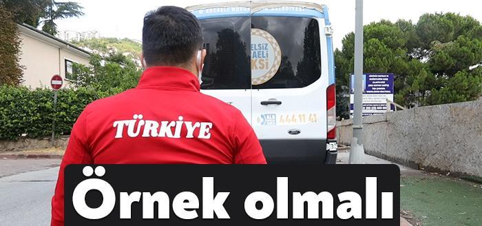 Kartepe’de kamp alanından alınan milli sporcu engelsiz taksi hizmetiyle Covid-19