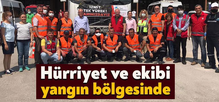 Orman yangınlarının en çok etkilediği illerden Muğla’ya giden İzmit Belediye