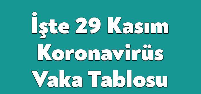 Sağlık Bakanlığı'nın açıkladığı 29 Kasım 2021 Pazartesi gününün corona virüsü