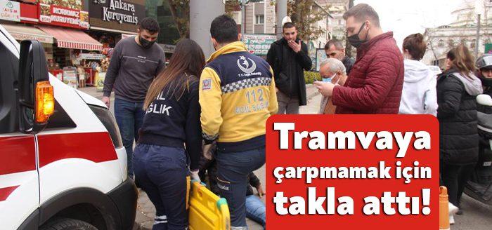 Kocaeli Haber - Kocaeli’de tramvaya çarpmamak için aniden manevra yapan