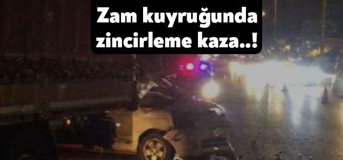Kocaeli Haber - Körfez'de akaryakıt zammı öncesi oluşan kuyruklar kazaya