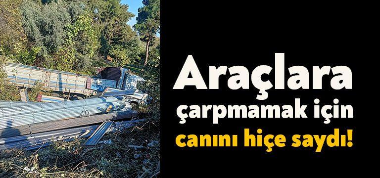Kocaeli Haber-Kocaeli’nin Gebze ilçesinde freni boşalan demir yüklü bir kamyonun