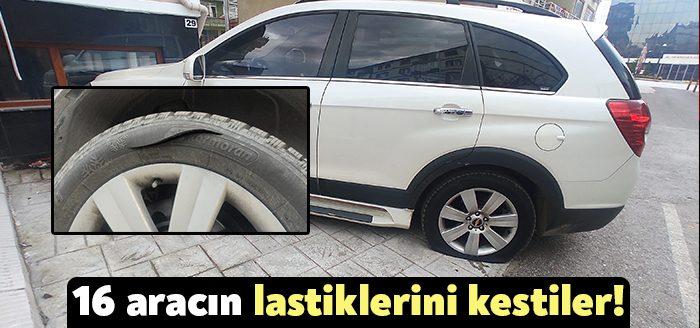 Kocaeli'nin Gölcük ilçesinde park halindeki 16 araç, lastikleri kesilmiş halde