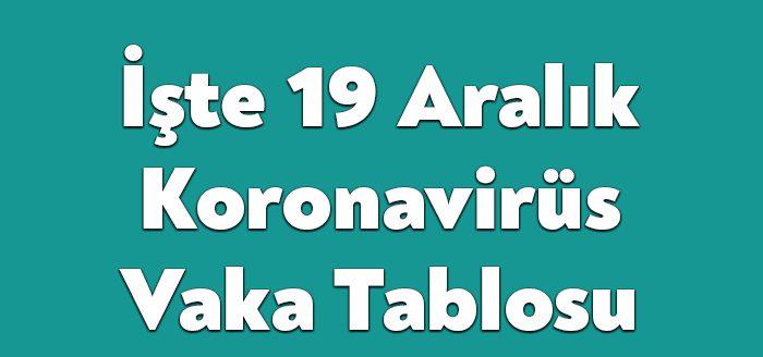 Sağlık Bakanlığı'nın açıkladığı 19 Aralık 2021 Pazar gününün corona virüsü