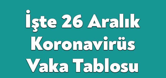 Sağlık Bakanlığı'nın açıkladığı 26 Aralık 2021 Pazar gününün corona virüsü