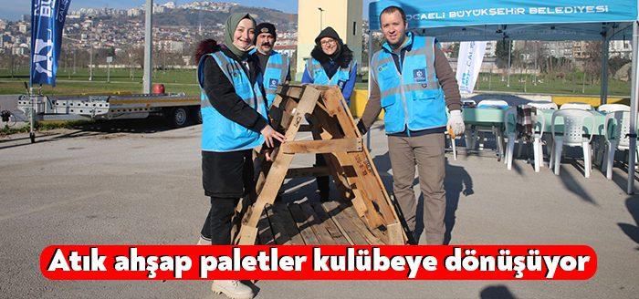 Kocaeli Büyükşehir Belediyesi tarafından sokaktaki can dostlarımız için atık paletlerden