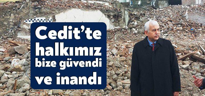 Cedit’te incelemelerde bulunan Genel Sekreter Gündoğdu, buradaki kentsel dönüşüm projesinin