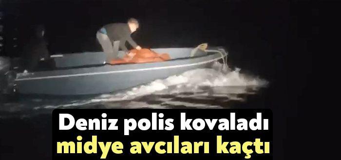Kocaeli'nin Körfez ilçesinde tekne ile midye avcılığı yapan iki şüpheli,