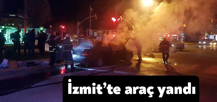 İzmit’te seyir halinde olan LPG’li otomobilde çıkan yangın itfaiye ekiplerince