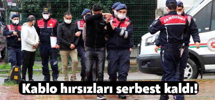 Kocaeli'nin İzmit ilçesinde yaklaşık 1 ton ağırlığındaki bakır kabloyu çalarken