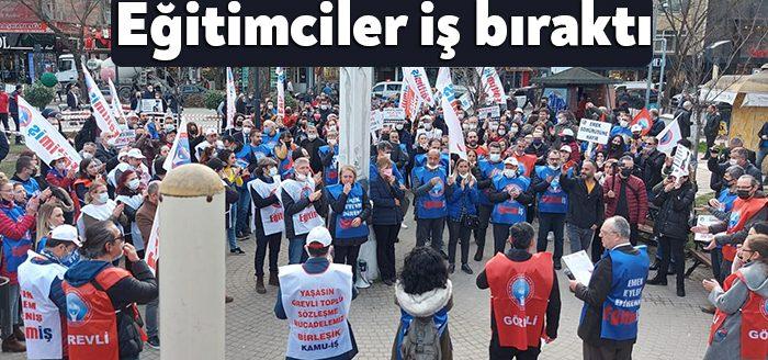 Kocaeli’de eğitimciler, şartlarının iyileştirilmesi için Sabri Yalım Parkı’nda iş bırakma