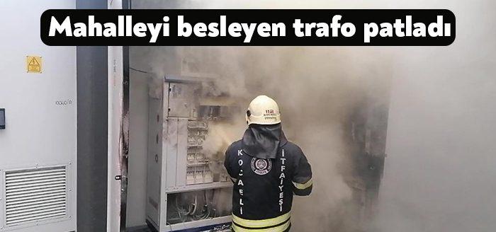 Kocaeli’nin Gebze ilçesinde bir elektrik trafosu patlayarak alev alev yandı.