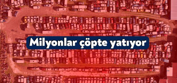 Kocaeli’de trafikten men edilen yüzlerce araç yediemin otoparkında çürümeye terk