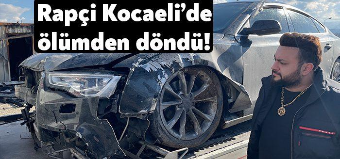 Kocaeli’nin İzmit İlçesinde buzlanan yolda kontrolden çıkan otomobil içerisinde bulunan