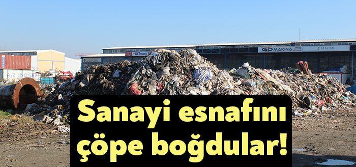 Kocaeli’nin Başiskele ilçesindeki sanayi sitesinde, tek bir alana bırakılan çöpler