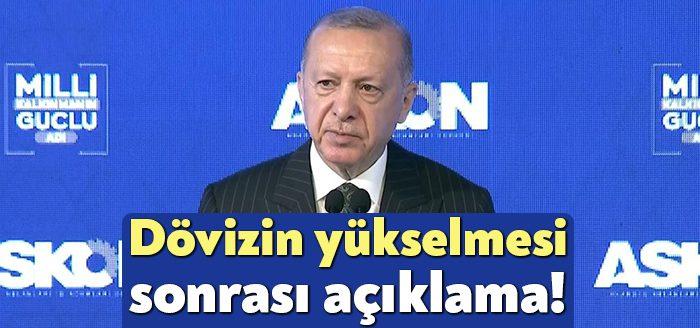 Cumhurbaşkanı Recep Tayyip Erdoğan, döviz kurunda yaşanan dalgalanmanın önemli ölçüde