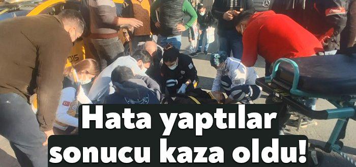 Kocaeli'de, kırmızı ışığı ihlal eden sürücünün yönetimindeki taksi ile ters