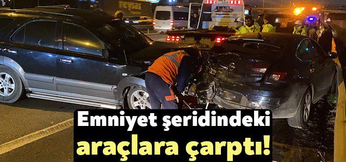 Kocaeli’nin Gebze ilçesi TEM Otoyolu’nda kaza yapıp emniyet şeridinde bekleyen
