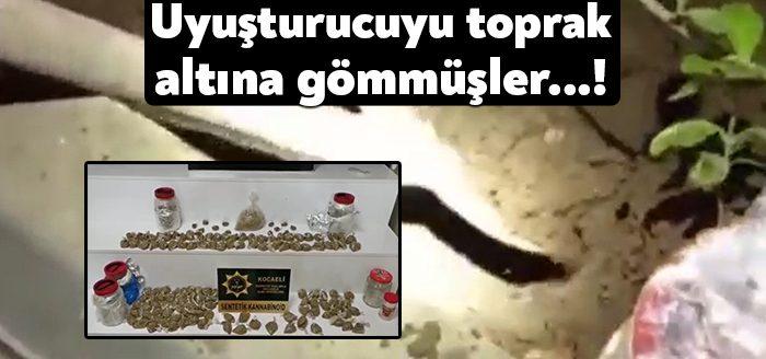 Kocaeli'de narkotik polisi tarafından düzenlenen operasyonlarda toprak altından 3 kilo