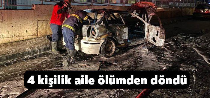 Kocaeli’nin Gebze ilçesinde otomobilinden çıkan dumanları fark edip araçtan inen