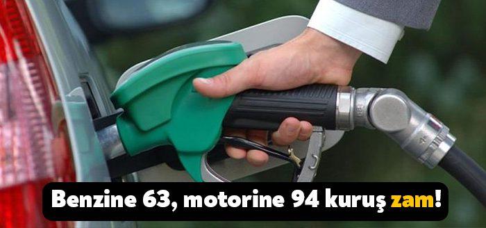 Bu geceden itibaren geçerli olmak üzere benzinde 63 kuruş, motorinde