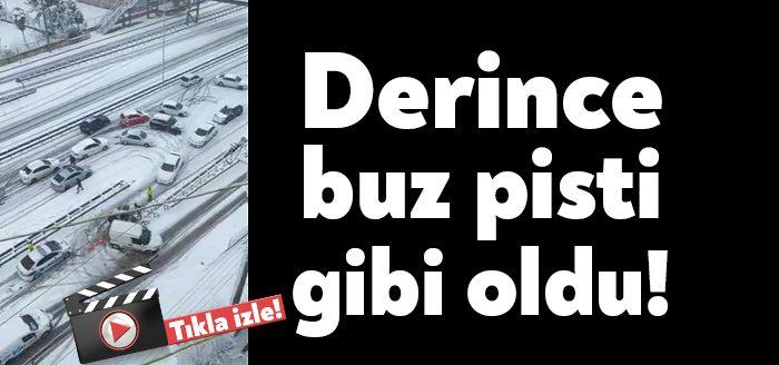 Kocaeli'de yoğun kar yağışı nedeniyle özellikle Derince geçit mevkiinde sürücüler