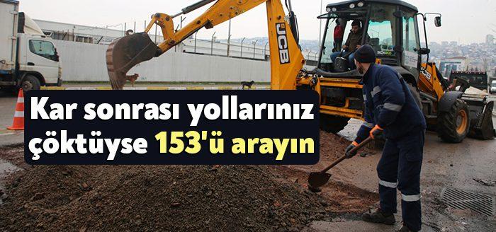 Yoğun kar yağışının ardından bozulan yollara Büyükşehir Fen İşleri ekipleri