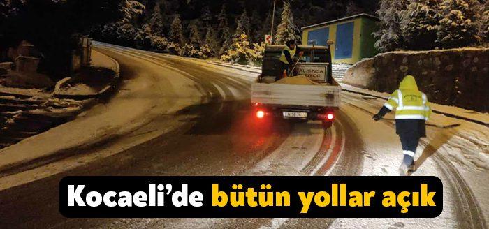 Kocaeli Büyükşehir Belediyesi Karla Mücadele Ekipleri, yollarda buzlanma ve kapanma