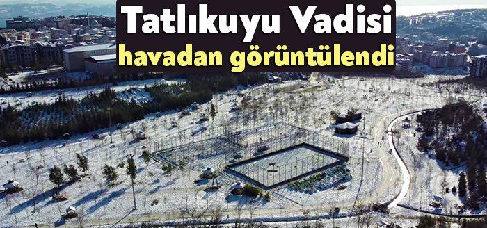 Kocaeli’nin Gebze ilçesinde bulunan Tatlıkuyu Vadisi’nin kar manzarası havadan görüntülendi.