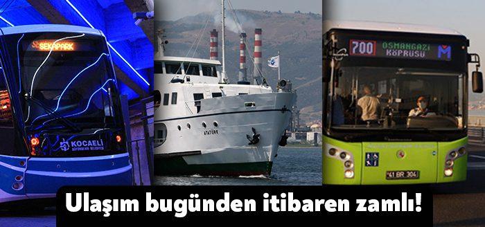 Kocaeli’de ulaşıma bugün itibariyle uygulamaya giren büyük zam geldi. Şehir