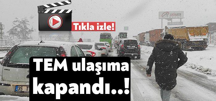 Kocaeli'de yoğun kar yağışı ve kayan araçlar sebebiyle TEM Otoyolu