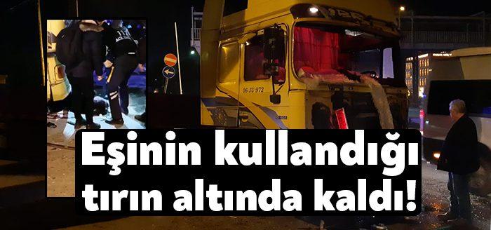 Kocaeli'nin Körfez ilçesinde meydana gelen trafik kazasında, kocasının kullandığı tırın