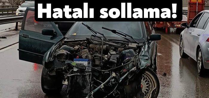  Kocaeli'nin İzmit ilçesinde, sürücüsünün hatalı sollama yaptığı otomobil, kontrolden çıkarak