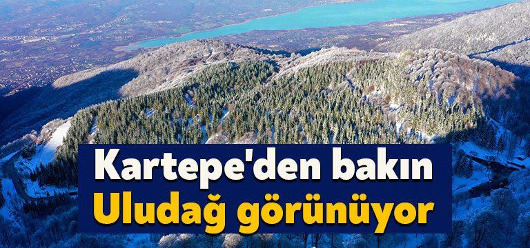 Kış turizmi ile ünlü Kocaeli'nin Kartepe ilçesinden Uludağ'ın zirvesi göründü.