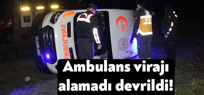 Kocaeli’de vakaya giden ambulans virajı alamaması neticesinde yan yattı. Sağlık