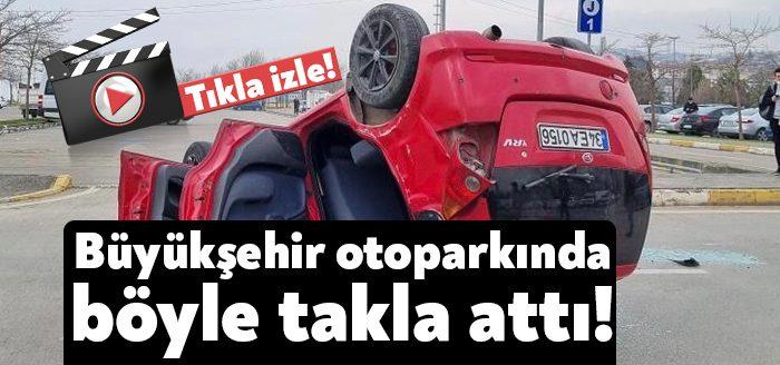 Kocaeli'de sahil kenarındaki otoparkta iki otomobilin çarpışması neticesinde kaza meydana