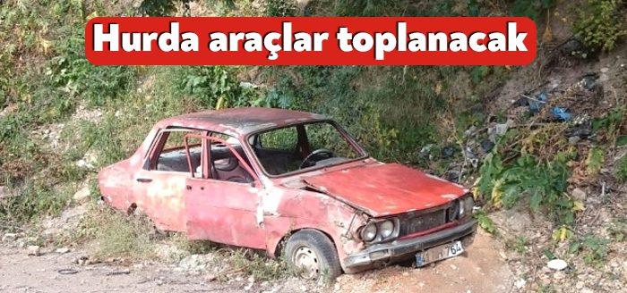 Derince'de İçişleri Bakanlığı'nın genelgesi kapsamında hurda araçlar toplanacak.