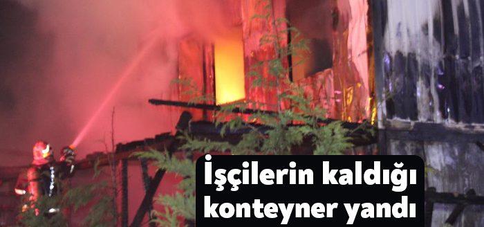Kocaeli’nin Kartepe ilçesinde işçilerin geçici olarak kaldığı 2 katlı konteynerde