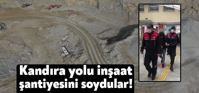 İzmit Kandıra karayolunu yapım ihalesini üstlenen firmaya ait inşaat malzemeleri