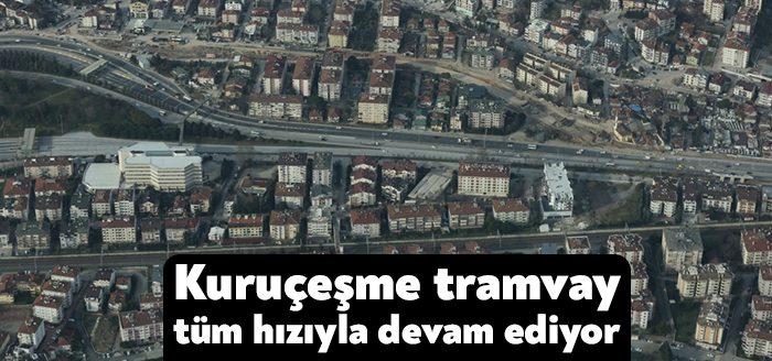Kuruçeşme Tramvay Projesi kapsamında yapılan tramvay üstgeçit köprüsünün ayaklarının inşasında