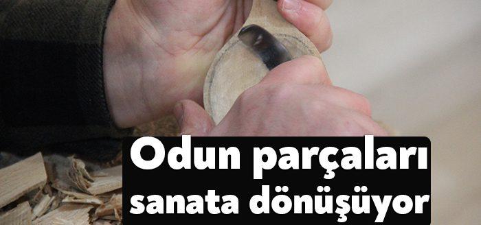  Odun parçalarını özenle işleyerek sanat eserine dönüştüren Murat Babadağı, birbirinden